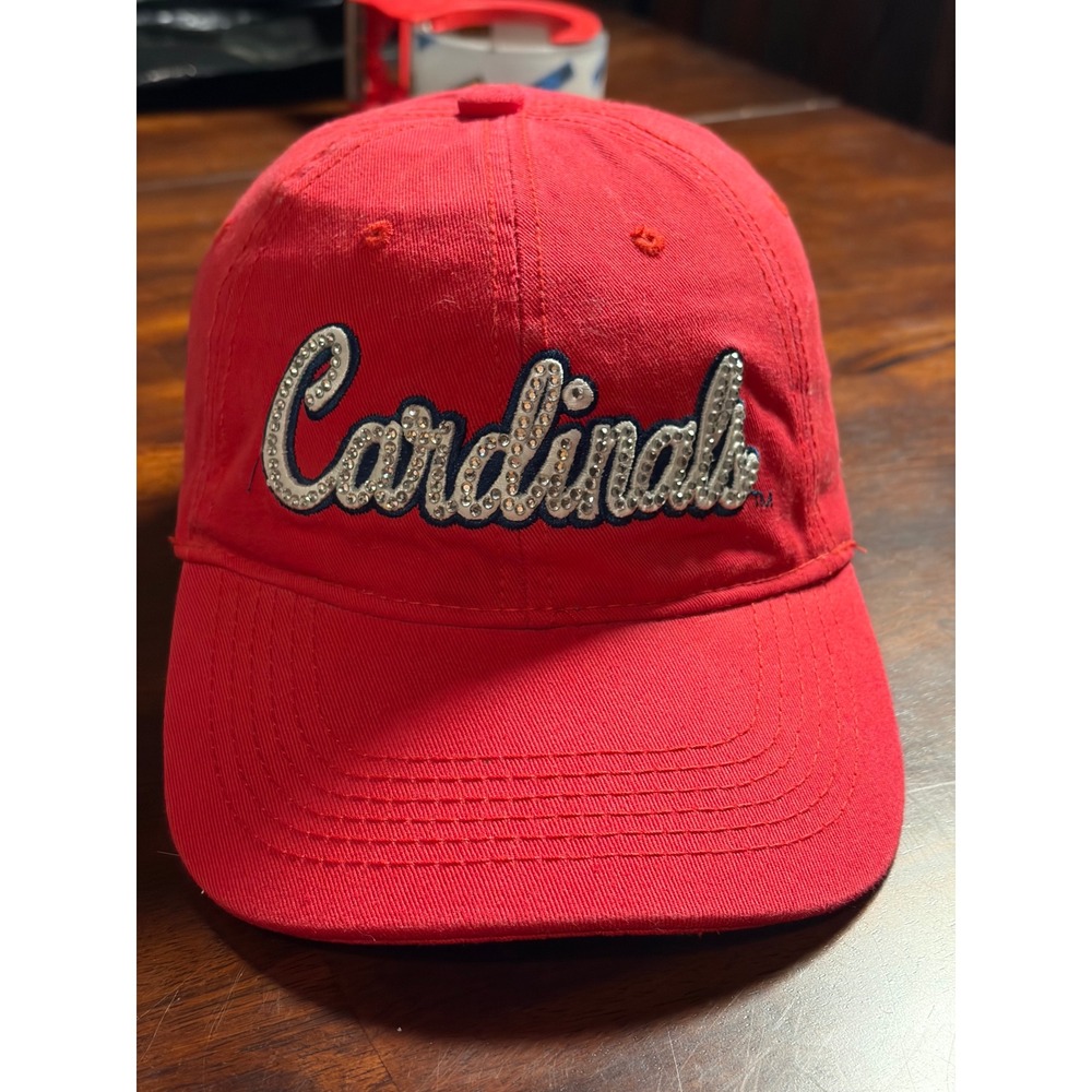 Melonwear St Louis Cardinals Red Rhinestone Script Baseball Hat Adjustable Cap